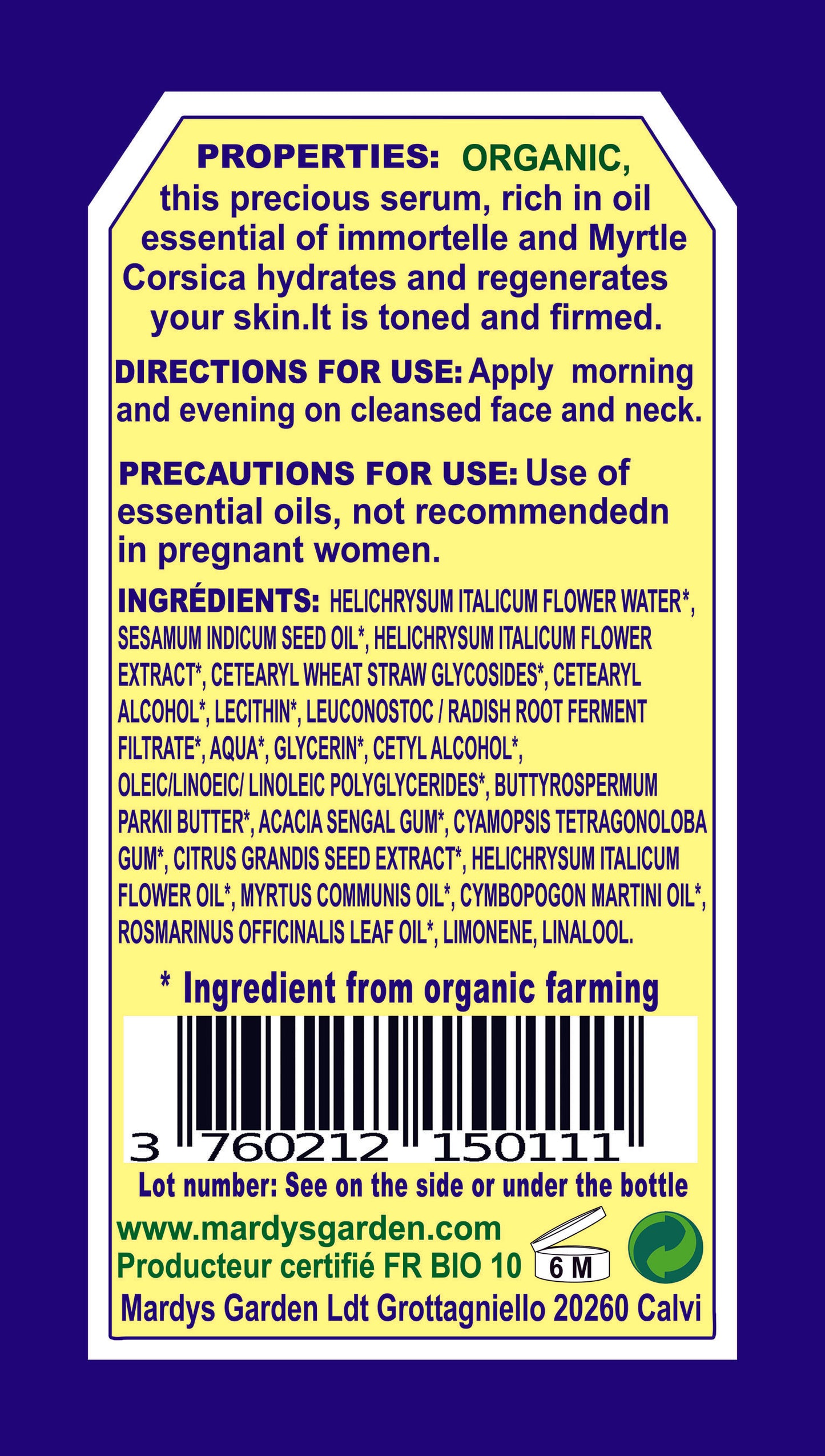 SERUM IMMORTELLE Anti-âge aux huiles essentielles BIO 50ml