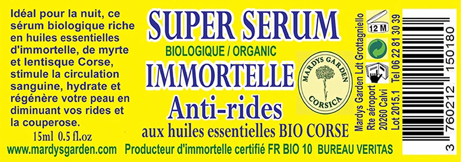 ORGANIC SUPER SERUM IMMORTELLE 15ml front label