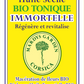 Dry Oil BIO TONIC Immortelle front label. Revives and Revitalizes. Organic Flower Macerate. Rich in ORGANIC Essential Oil. Direct Producer