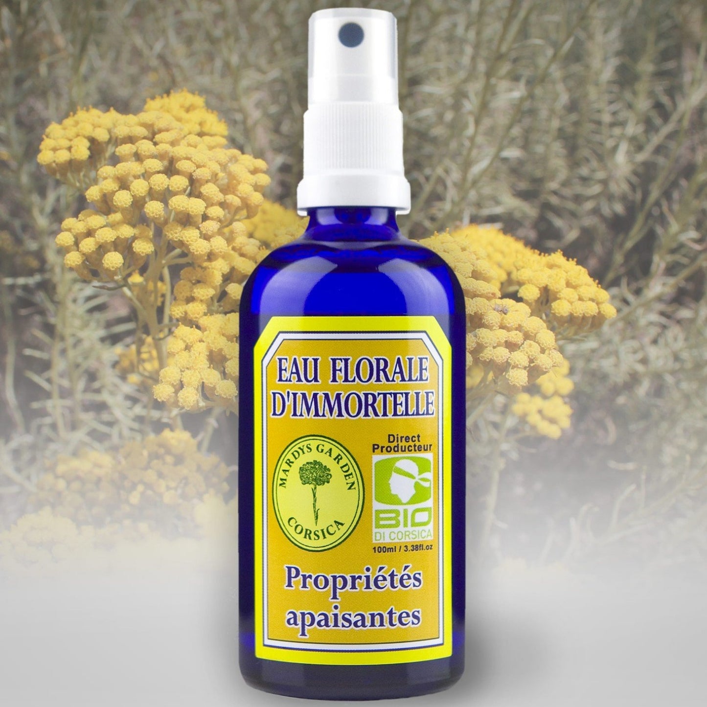 Organic Immortelle Hydrosol 100ml. 100% Pure Helichrysum Italicum Flower Water. Face Mist. Soothing properties